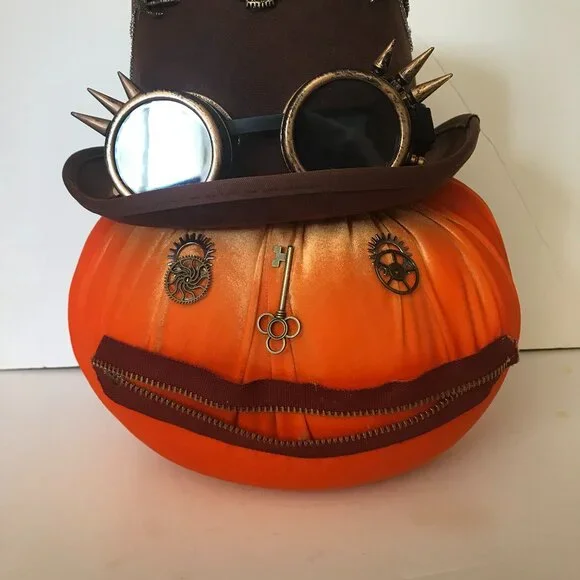 Orange Steampunk Velvet Pumpkin 🎃 - Picture 1 of 12